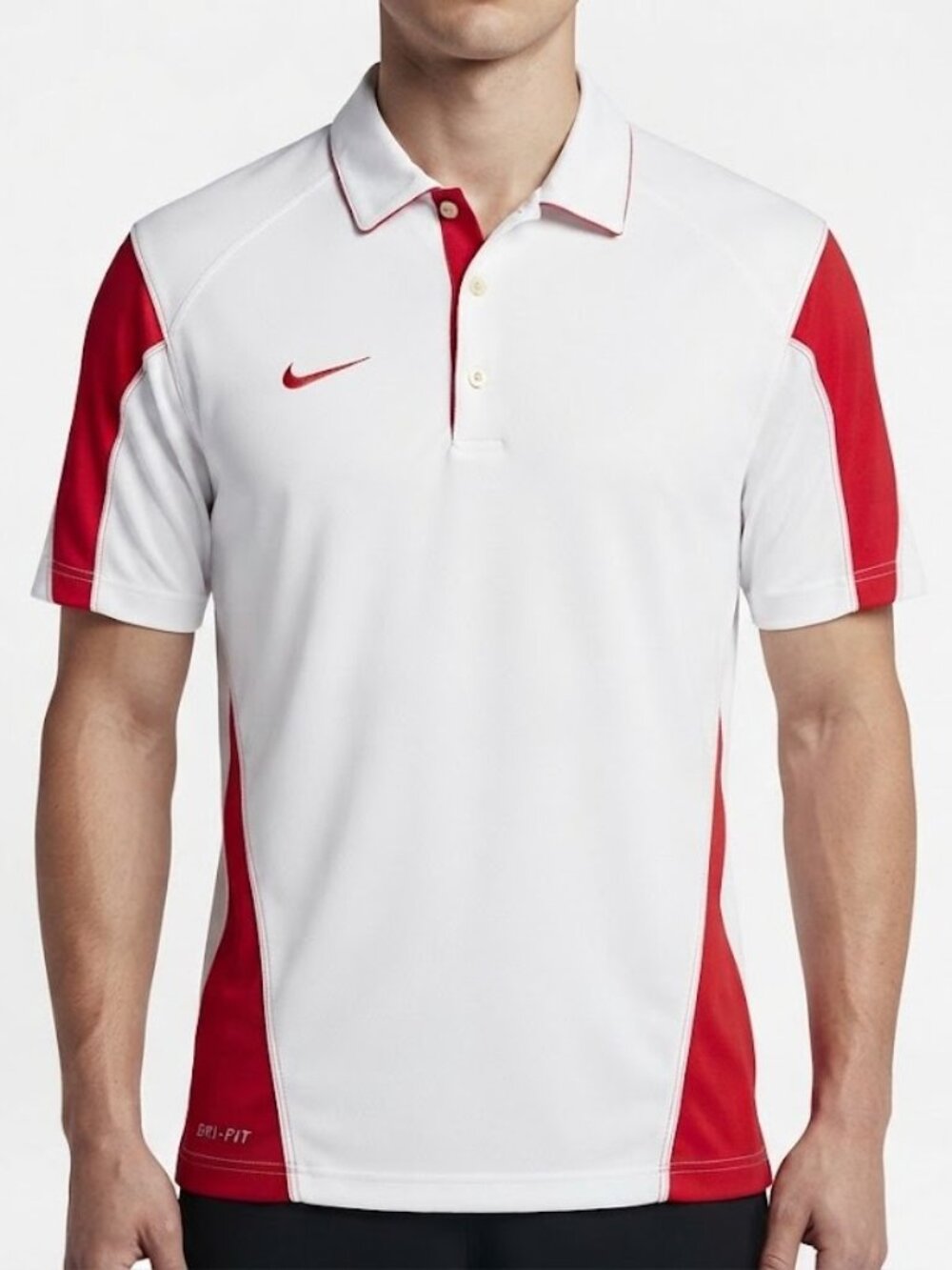 Nike White & Red Dri-FIT Polo Shirt